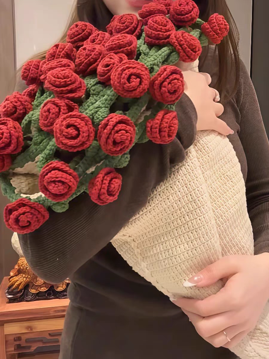 DIY一生枯れない花束れない満ち足りた愛で素敵、手織りのブランケット、DIY材料キット、教程をプレゼントする、